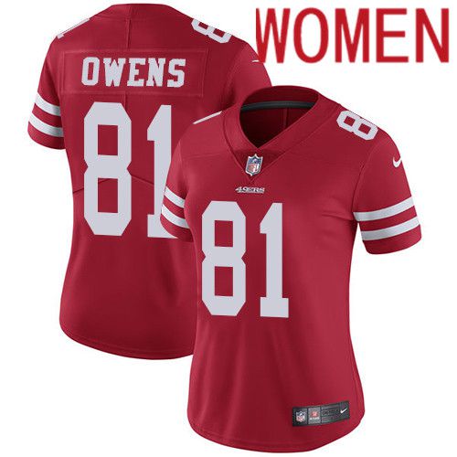 Women San Francisco 49ers #81 Terrell Owens Nike Red Vapor Limited NFL Jersey->women nfl jersey->Women Jersey